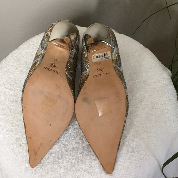 Aldo shiny gold & silver pumps. - Picture 3 of 4